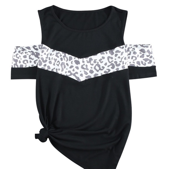 🔥🔥sale🔥🔥Leopard Patchwork Could Shoulder Short Sleeve. - Picture 2 of 4